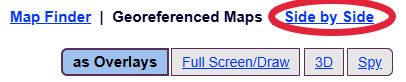 Screengrab of map header circling the Side by side viewer link